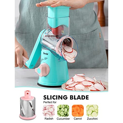 Geedel Rotary Cheese Grater, Kitchen Mandoline Vegetable Slicer wi...