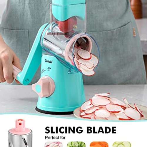 Geedel Rotary Cheese Grater, Kitchen Mandoline Vegetable Slicer wi...