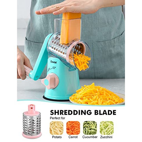 Geedel Rotary Cheese Grater, Kitchen Mandoline Vegetable Slicer wi...