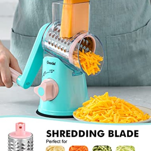 Geedel Rotary Cheese Grater, Kitchen Mandoline Vegetable Slicer wi...