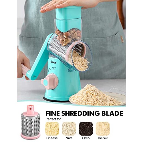 Geedel Rotary Cheese Grater, Kitchen Mandoline Vegetable Slicer wi...