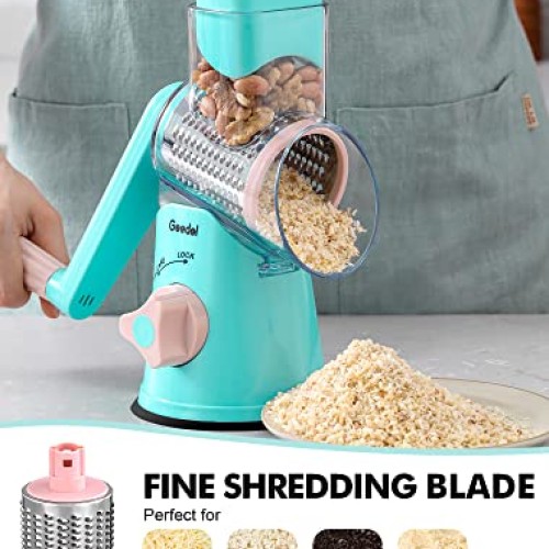 Geedel Rotary Cheese Grater, Kitchen Mandoline Vegetable Slicer wi...