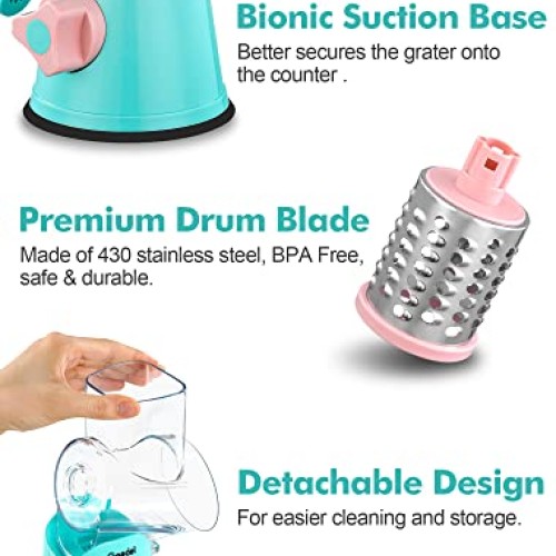 Geedel Rotary Cheese Grater, Kitchen Mandoline Vegetable Slicer wi...