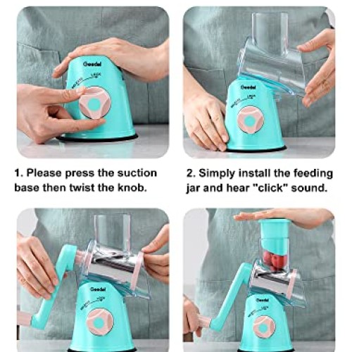 Geedel Rotary Cheese Grater, Kitchen Mandoline Vegetable Slicer wi...