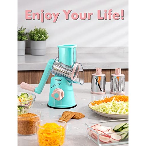 Geedel Rotary Cheese Grater, Kitchen Mandoline Vegetable Slicer wi...