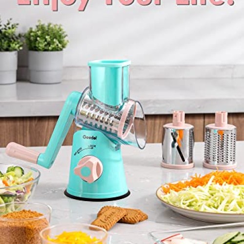 Geedel Rotary Cheese Grater, Kitchen Mandoline Vegetable Slicer wi...