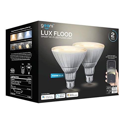 Geeni LUX Smart Floodlight, White – Outdoor 2700K-6500K Dimmable L...