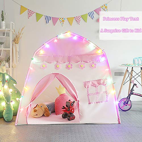 GEERTOP Princess Castle Tent with Lights Kids Play Tent Pink Playh...