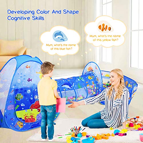 3PC Kids Ball Pits for Toddlers with Kids Play Tent& Kids Tunnel f...