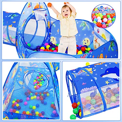 3PC Kids Ball Pits for Toddlers with Kids Play Tent& Kids Tunnel f...