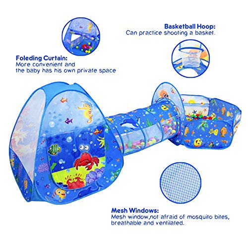 3PC Kids Ball Pits for Toddlers with Kids Play Tent& Kids Tunnel f...