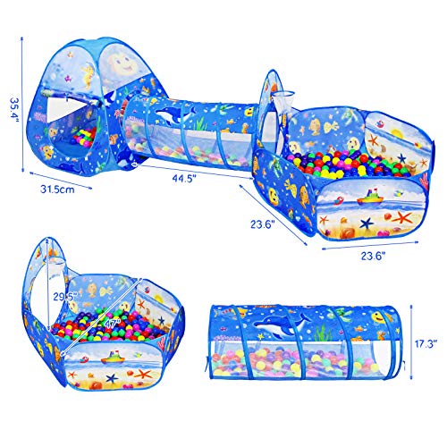 3PC Kids Ball Pits for Toddlers with Kids Play Tent& Kids Tunnel f...