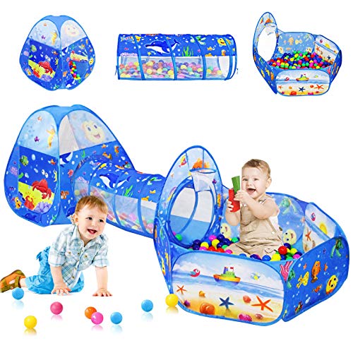 3PC Kids Ball Pits for Toddlers with Kids Play Tent& Kids Tunnel f...