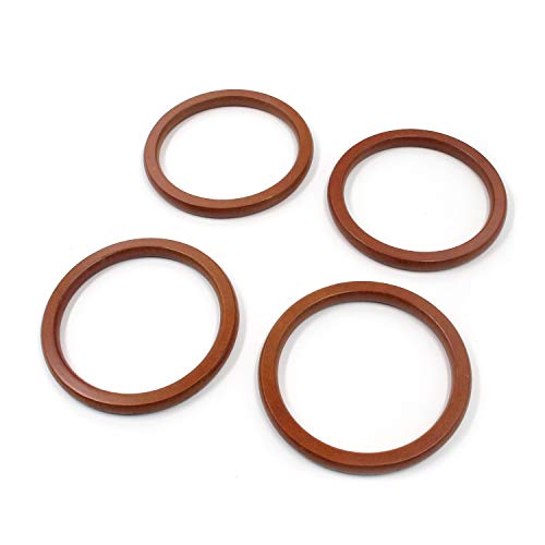 Geesatis Decorative Handle 4 pcs Wooden Round Shaped Handles for H...