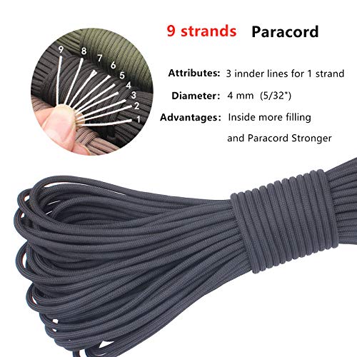GeGeDa Paracord 9 Core 550 Parachute Cord Camping Rope 100FT