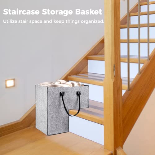 GEKMOR Foldable Felt Stair Basket for 16” Stairs, Large Staircase ...