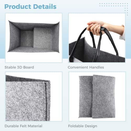 GEKMOR Foldable Felt Stair Basket for 16” Stairs, Large Staircase ...