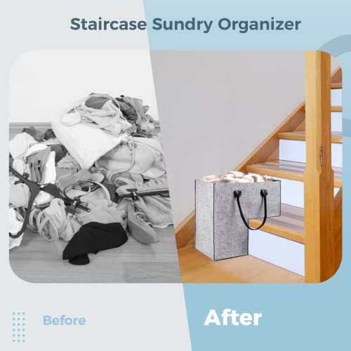GEKMOR Foldable Felt Stair Basket for 16” Stairs, Large Staircase ...