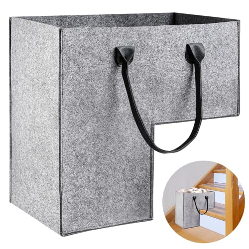 GEKMOR Foldable Felt Stair Basket for 16” Stairs, Large Staircase ...