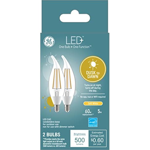 GE Lighting LED+ Dusk to Dawn LED Light Bulbs with Sunlight Sensor...