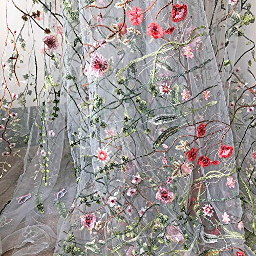 Grey Tulle Exquisite Floral Alice Embroidered Dress Lace Fabric St...