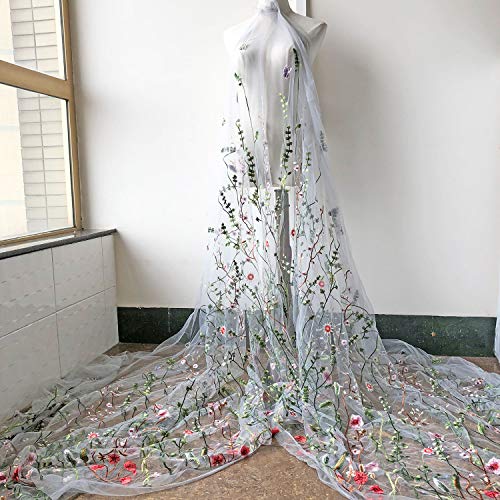 Grey Tulle Exquisite Floral Alice Embroidered Dress Lace Fabric St...