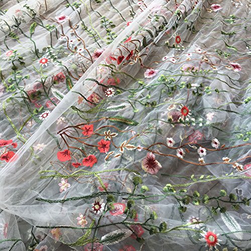 Off White Tulle Exquisite Floral Alice Embroidered Dress Sewing La...
