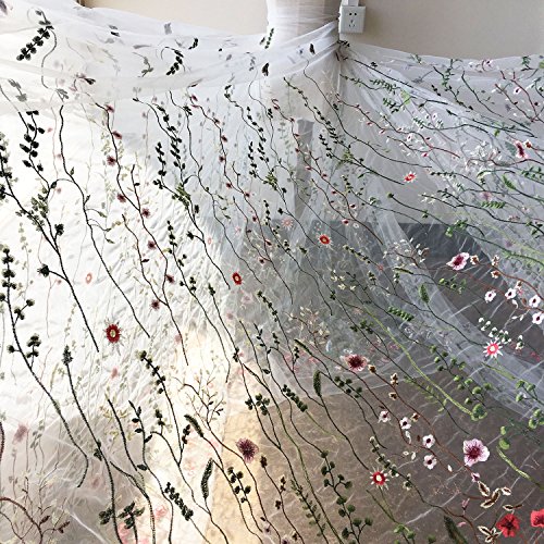 Off White Tulle Exquisite Floral Alice Embroidered Dress Sewing La...