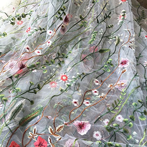 Off White Tulle Exquisite Floral Alice Embroidered Dress Sewing La...