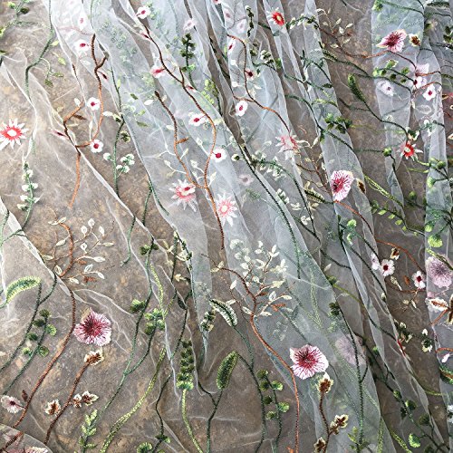 Off White Tulle Exquisite Floral Alice Embroidered Dress Sewing La...