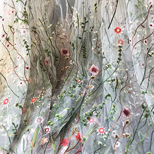 Off White Tulle Exquisite Floral Alice Embroidered Dress Sewing La...