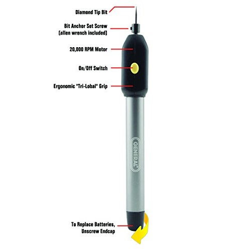 General Tools 505 Cordless Precision Engraver with Diamond Tip Bit