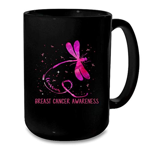 Breast Cancer Awareness Costume Dragonfly Ribbon Gift Black Mug Bl...