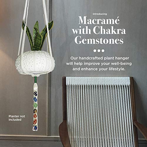 Chakra Stones Macramé Plant Hanger with Healing Crystals, Wall Pla...
