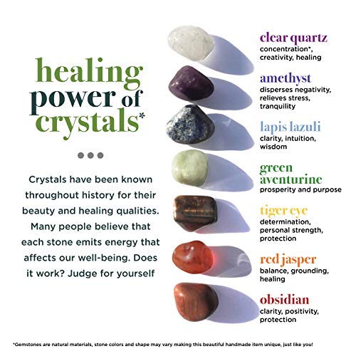 Chakra Stones Macramé Plant Hanger with Healing Crystals, Wall Pla...