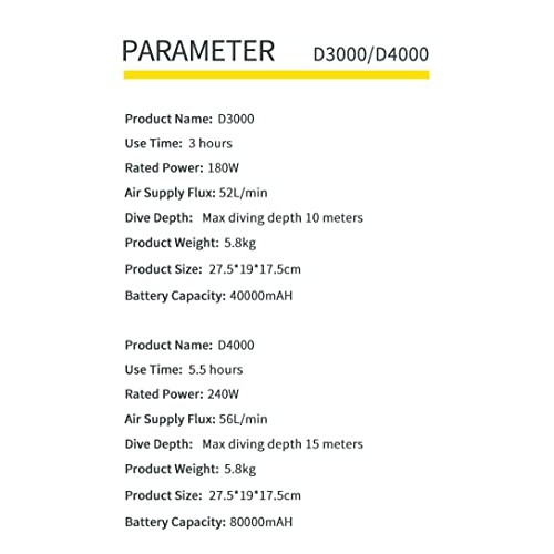 DIDEEP Diving Ventilator, Portable Rechargeable Scuba Diving Tank,...