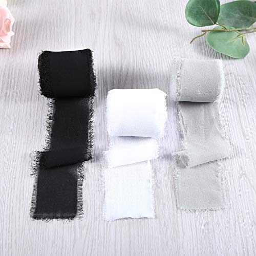 Doris Home Handmade Fringe Chiffon Silk-Like Ribbon 2 x 7Yd Set o...
