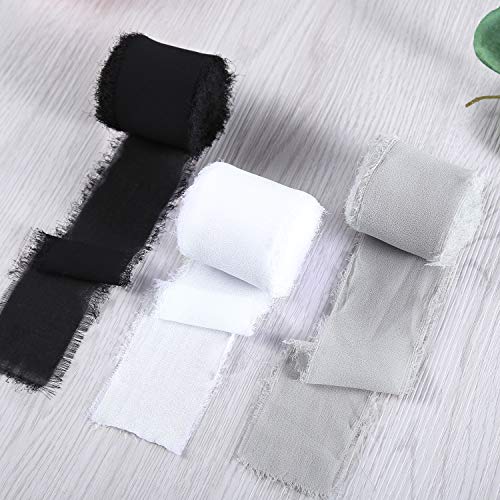 Doris Home Handmade Fringe Chiffon Silk-Like Ribbon 2 x 7Yd Set o...
