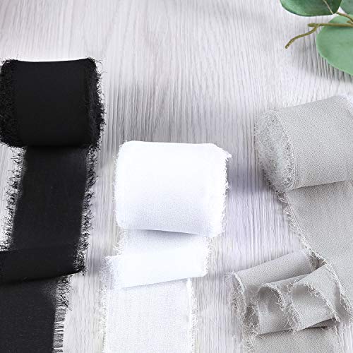Doris Home Handmade Fringe Chiffon Silk-Like Ribbon 2 x 7Yd Set o...