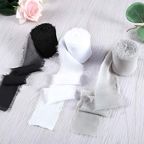 Doris Home Handmade Fringe Chiffon Silk-Like Ribbon 2 x 7Yd Set o...