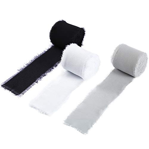Doris Home Handmade Fringe Chiffon Silk-Like Ribbon 2 x 7Yd Set o...