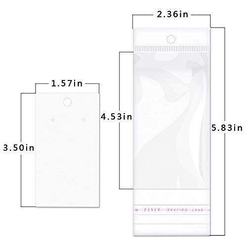 Paper & Plastic Jewelry Earrings Display Cards Rectangle White W/S...