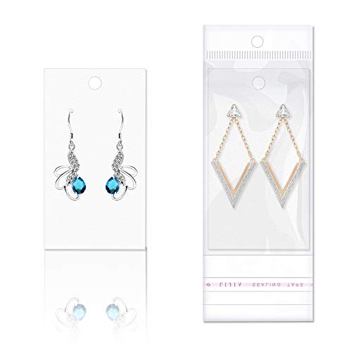 Paper & Plastic Jewelry Earrings Display Cards Rectangle White W/S...