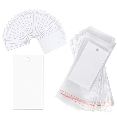 Paper & Plastic Jewelry Earrings Display Cards Rectangle White W/S...
