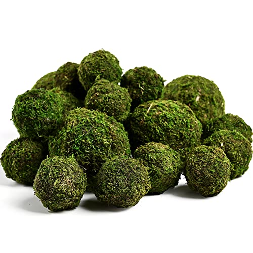 Usmola 18pcs Fake Moss Balls, 6pcs 3.2 Faux Green Balls + 12pcs 2...