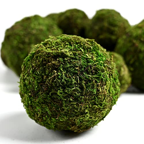 Usmola 18pcs Fake Moss Balls, 6pcs 3.2 Faux Green Balls + 12pcs 2...
