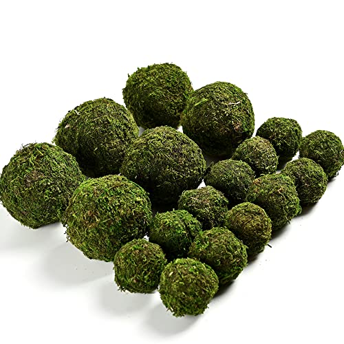 Usmola 18pcs Fake Moss Balls, 6pcs 3.2 Faux Green Balls + 12pcs 2...