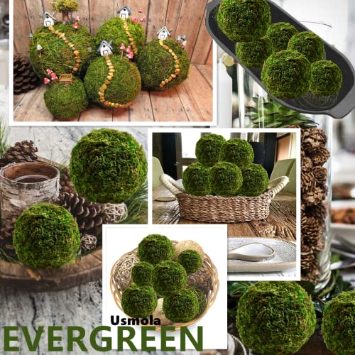 Usmola 18pcs Fake Moss Balls, 6pcs 3.2 Faux Green Balls + 12pcs 2...