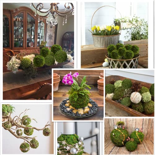 Usmola 18pcs Fake Moss Balls, 6pcs 3.2 Faux Green Balls + 12pcs 2...