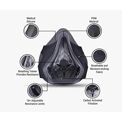 Workout Mask 3.0, Exercise Mask Unisex D-Moss with 16 Adjustable B...